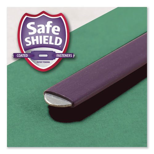 Image of Smead 13733 Pressboard Top Tab Classification Folders, Expands 2", 1 Divider, 4 SafeSHIELD Fasteners, Letter Size, Green, 10/Box