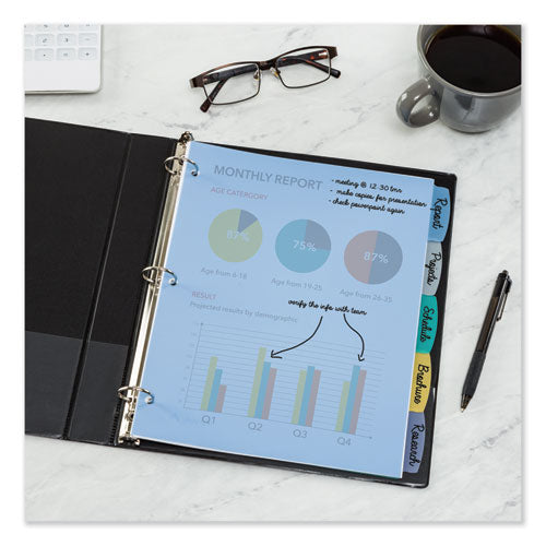 Image of Avery® 16170 Write and Erase Big Tab Durable Plastic Dividers, 3-Hole Punched, 5-Tab, 11 x 8.5, Assorted, 1 Set