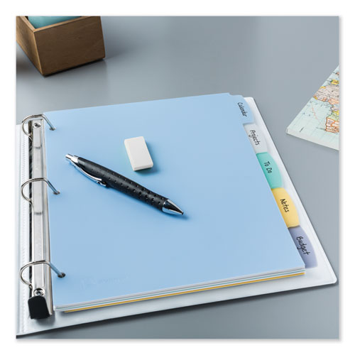 Image of Avery® 16170 Write and Erase Big Tab Durable Plastic Dividers, 3-Hole Punched, 5-Tab, 11 x 8.5, Assorted, 1 Set
