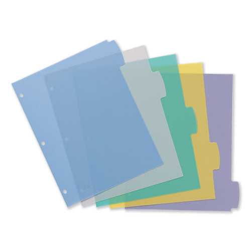 Image of Avery® 16170 Write and Erase Big Tab Durable Plastic Dividers, 3-Hole Punched, 5-Tab, 11 x 8.5, Assorted, 1 Set