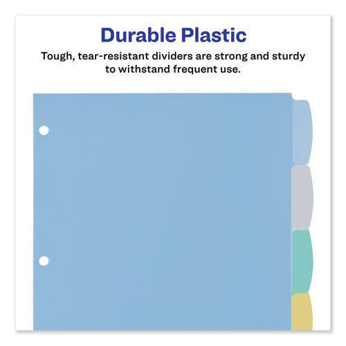Image of Avery® 16170 Write and Erase Big Tab Durable Plastic Dividers, 3-Hole Punched, 5-Tab, 11 x 8.5, Assorted, 1 Set