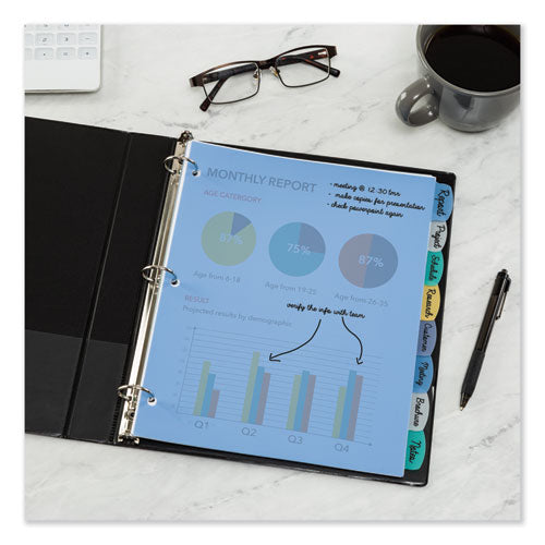 Image of Avery® 16171 Write and Erase Big Tab Durable Plastic Dividers, 3-Hole Punched, 8-Tab, 11 x 8.5, Assorted, 1 Set