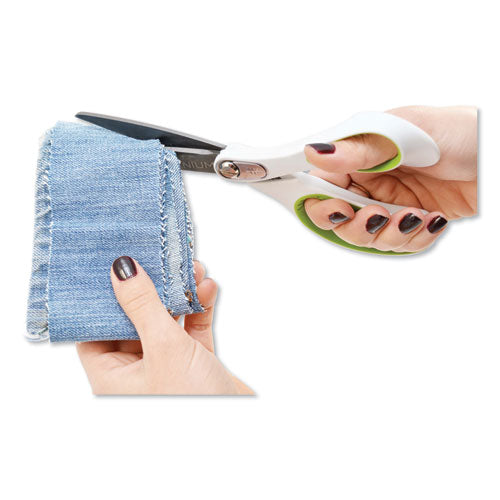 Image of Westcott® 16447 CarboTitanium Bonded Scissors, 8" Overall Length, 3.25" Cut Length, Straight White/Green Handle
