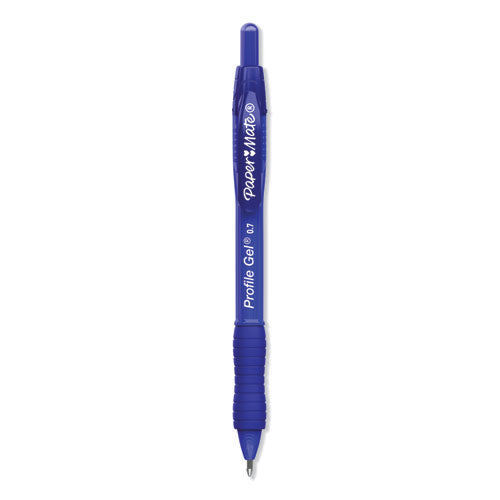 Image of Paper Mate® 2095449 Profile Gel Pen, Retractable, Medium 0.7 Mm, Blue Ink, Translucent Blue Barrel, 36/pack