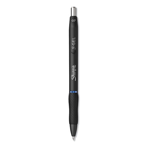 Image of Sharpie® S-Gel 2096152 S-Gel High-Performance Gel Pen, Retractable, Medium 0.7 Mm, Blue Ink, Black Barrel, Dozen