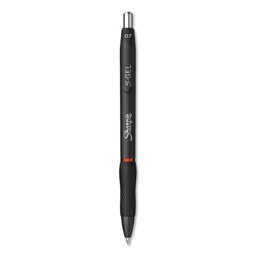 Image of Sharpie® S-Gel 2096158 S-Gel High-Performance Gel Pen, Retractable, Medium 0.7 Mm, Red Ink, Black Barrel, Dozen