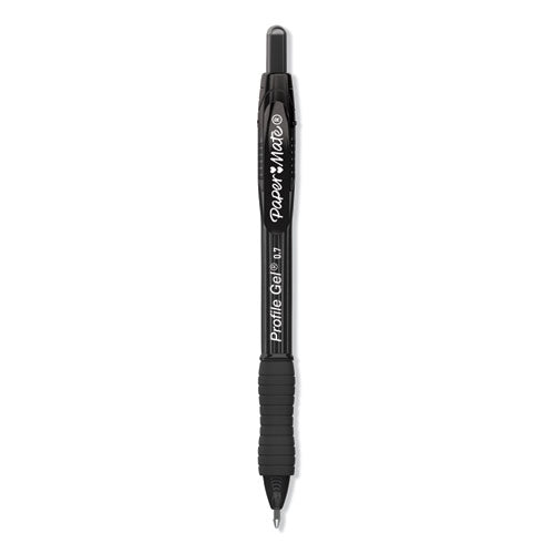 Image of Paper Mate® 2095473 Profile Gel Pen, Retractable, Medium 0.7 Mm, Black Ink, Translucent Black Barrel, 36/pack