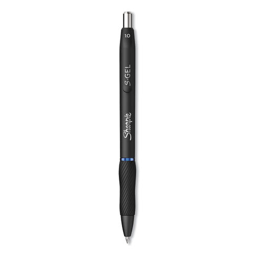 Image of Sharpie® S-Gel 2096187 S-Gel High-Performance Gel Pen, Retractable, Bold 1 Mm, Blue Ink, Black Barrel, Dozen