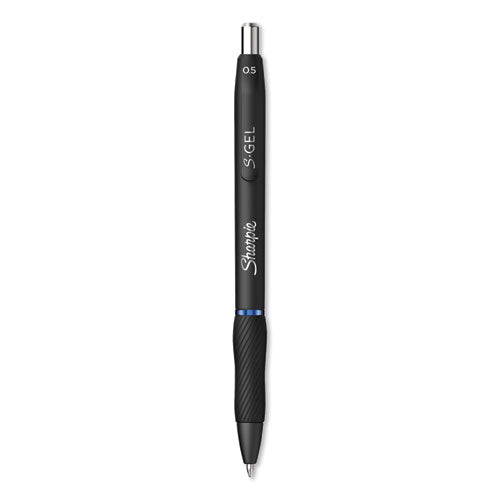 Image of Sharpie® S-Gel 2096146 S-Gel High-Performance Gel Pen, Retractable, Fine 0.5 Mm, Blue Ink, Black Barrel, Dozen