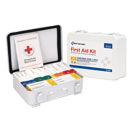 Image of First Aid Only 90568 Unitized Ansi Compliant Class A Type Iii First Aid Kit For 25 People, 84 Pieces, Metal Case