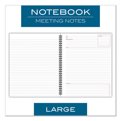 Image of Cambridge® 06132 Wirebound Guided Business Notebook, Meeting Note Format, Dark Gray Linen Cover, (80) 11 x 8.25 Sheets