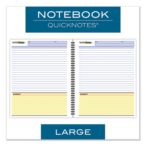Image of Cambridge® 06066 Wirebound Guided Business Notebook, QuickNotes List-Management Format, Dark Gray Linen Cover, (80) 11 x 8.5 Sheets