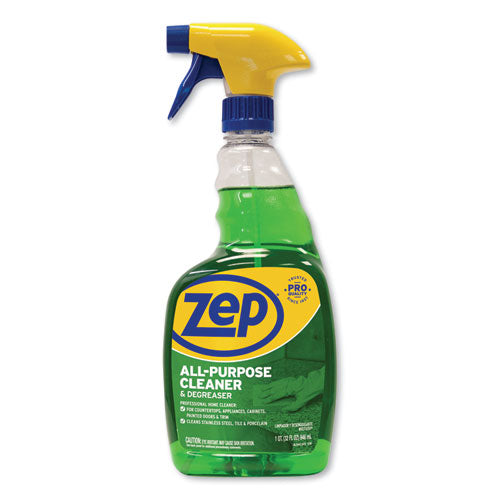 Image of Zep Commercial® ZUALL32 All-Purpose Cleaner And Degreaser, Fresh Scent, 32 Oz Spray Bottle, 12/carton