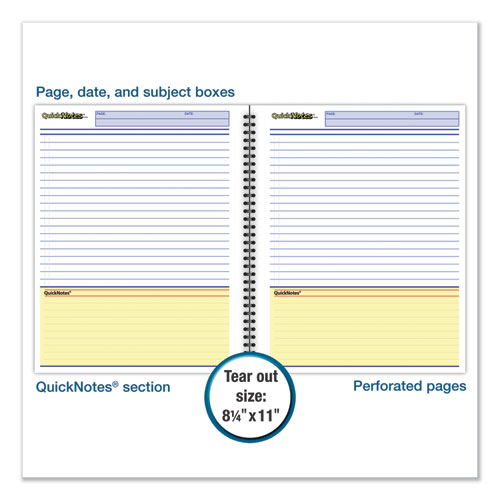 Image of Cambridge® 06066 Wirebound Guided Business Notebook, QuickNotes List-Management Format, Dark Gray Linen Cover, (80) 11 x 8.5 Sheets