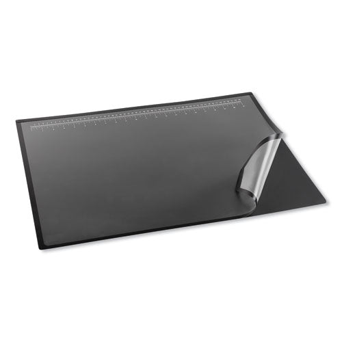 Image of ArtisticÂ® Desk Pad with Transparent Lift-Top Overlay and Antimicrobial Protection, 31" x 20", Black Pad, Transparent Frost Overlay