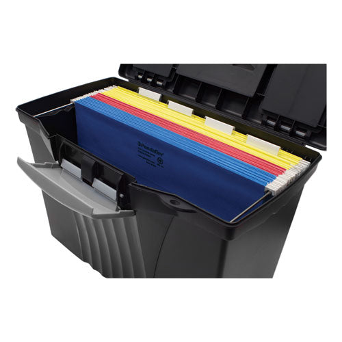 Image of Storex 61510U01C Portable Letter/legal Filebox With Organizer Lid, Letter/legal Files, 14.5" X 10.5" X 12", Black