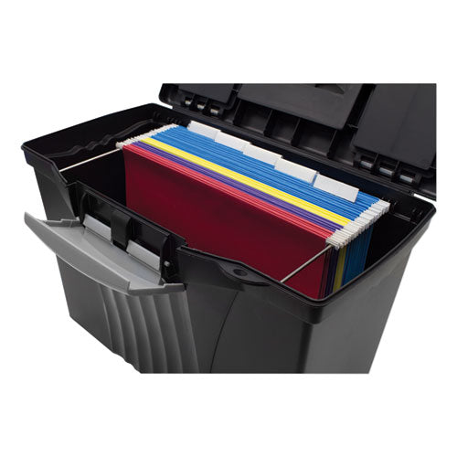 Image of Storex 61510U01C Portable Letter/legal Filebox With Organizer Lid, Letter/legal Files, 14.5" X 10.5" X 12", Black