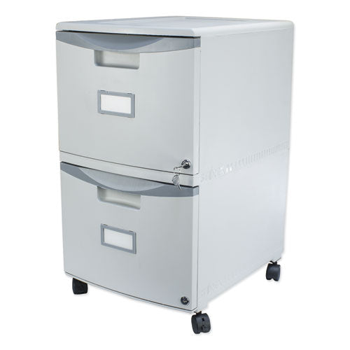 Image of Storex 61310B01C Two-Drawer Mobile Filing Cabinet, 2 Legal/letter-Size File Drawers, Gray, 14.75" X 18.25" X 26"
