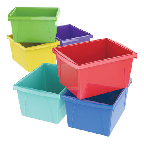 Image of Storex Storage Bins, 4 gal, 10 x 12.63 x 7.75, Randomly Assorted Colors