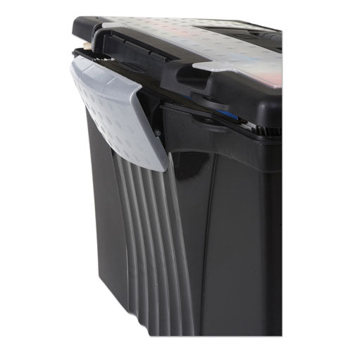 Image of Storex 61510U01C Portable Letter/legal Filebox With Organizer Lid, Letter/legal Files, 14.5" X 10.5" X 12", Black