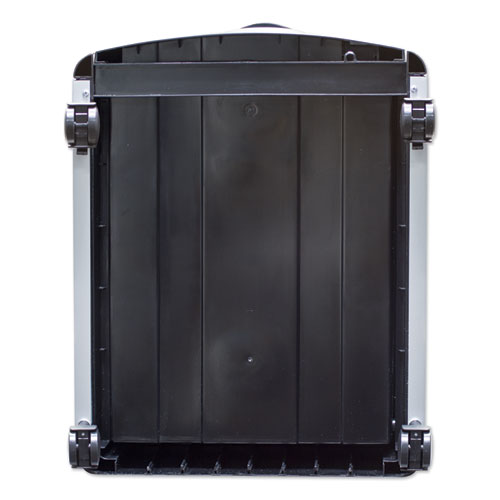 Image of Storex 61352U01C Mobile Filing Cabinet With Metal Siding And Top-Drawer Organizer Tray, 2 Letter File Drawers, Silver/black, 19" X 15" X 23"