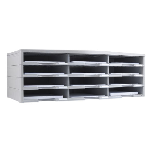 Image of Storex 61601U01C Storex Literature Organizer, 12 Compartments, 10.63 x 13.3 x 31.4, Gray