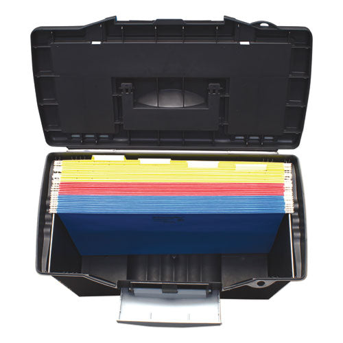 Image of Storex 61510U01C Portable Letter/legal Filebox With Organizer Lid, Letter/legal Files, 14.5" X 10.5" X 12", Black