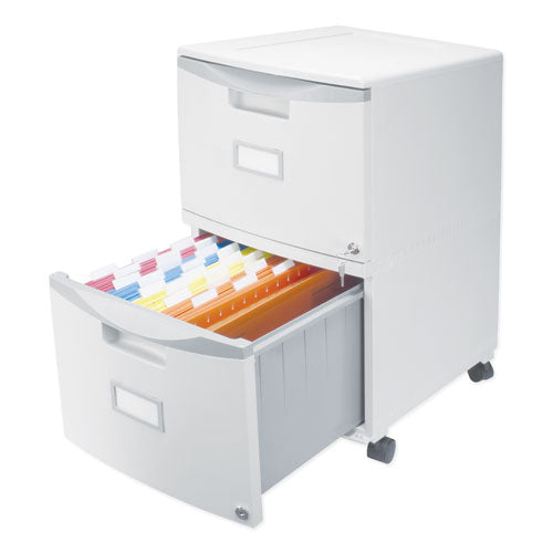 Image of Storex 61310B01C Two-Drawer Mobile Filing Cabinet, 2 Legal/letter-Size File Drawers, Gray, 14.75" X 18.25" X 26"