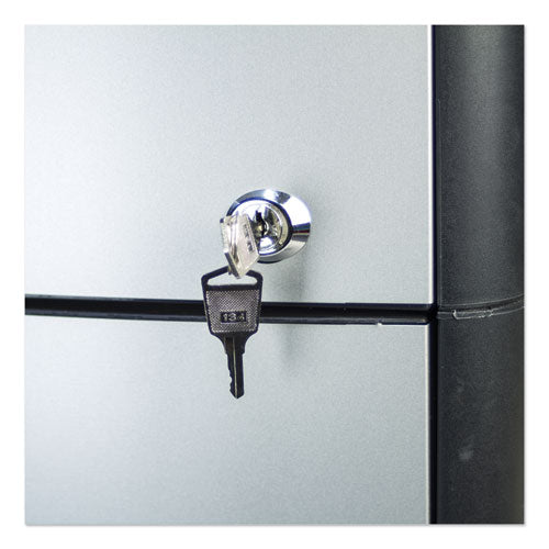 Image of Storex 61352U01C Mobile Filing Cabinet With Metal Siding And Top-Drawer Organizer Tray, 2 Letter File Drawers, Silver/black, 19" X 15" X 23"