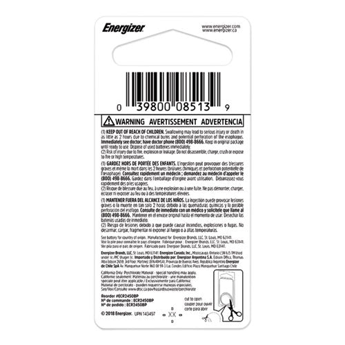 Image of Energizer® ECR2450BP 2450 Lithium Coin Battery, 3 V