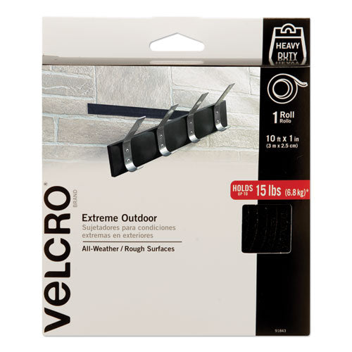 Image of VELCRO® Brand VEL91843 Heavy-Duty Fasteners, Extreme Outdoor Performance, 1" X 10 Ft, Black