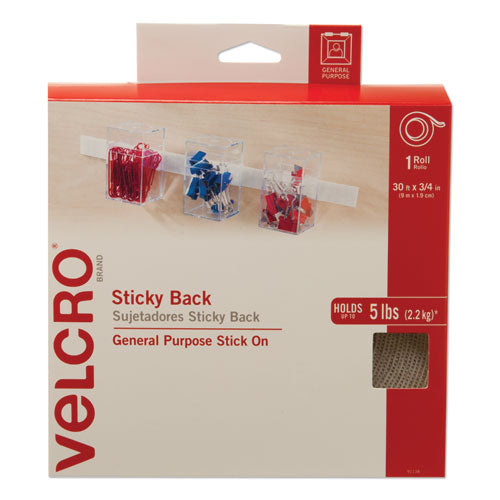 Image of VELCRO® Brand 91138 Sticky-Back Fasteners, Removable Adhesive, 0.75" X 30 Ft, White