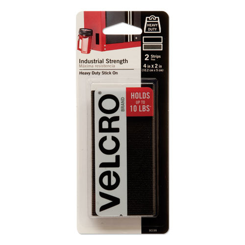 Image of VELCRO® Brand 90199 Industrial-Strength Heavy-Duty Fasteners, 2" X 4", Black, 2/pack
