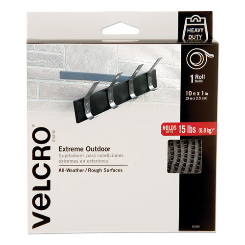Image of VELCRO® Brand 91365 Heavy-Duty Fasteners, Extreme Outdoor Performance, 1" X 10 Ft, Titanium