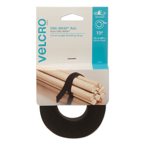 Image of VELCRO® Brand 90340 One-Wrap Pre-Cut Standard Ties, 0.75" X 12", Black