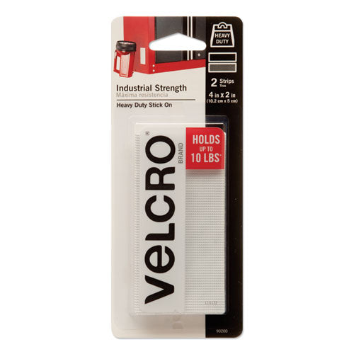 Image of VELCRO® Brand 90200 Industrial-Strength Heavy-Duty Fasteners, 2" X 4", White, 2/pack