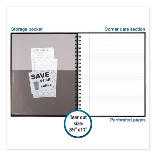 Image of Cambridge® Limited 06100 Hardbound Notebook with Pocket, 1-Subject, Wide/Legal Rule, Black Cover, (96) 11 x 8.5 Sheets