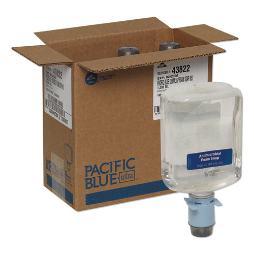 Image of Georgia Pacific® Professional 43822 Pacific Blue Ultra Automated Foam Soap Refill, Antimicrobial, E2 Rated, Fragrance-Free, 1,200 mL, 3/Carton