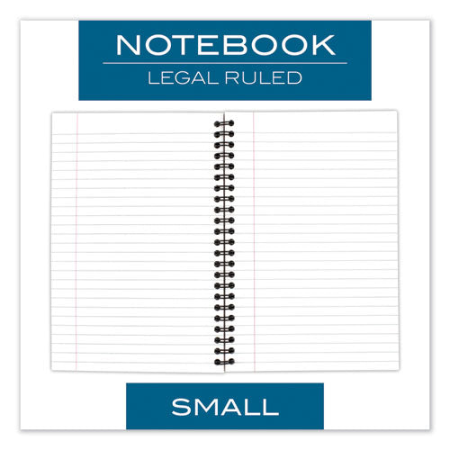 Image of Cambridge® 06074 Wirebound Business Notebook, 1-Subject, Wide/Legal Rule, Black Linen Cover, (80) 8 x 5 Sheets