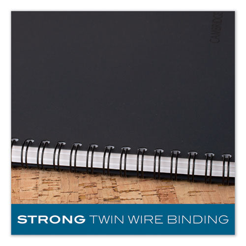 Image of Cambridge® 06074 Wirebound Business Notebook, 1-Subject, Wide/Legal Rule, Black Linen Cover, (80) 8 x 5 Sheets