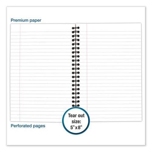 Image of Cambridge® 06074 Wirebound Business Notebook, 1-Subject, Wide/Legal Rule, Black Linen Cover, (80) 8 x 5 Sheets