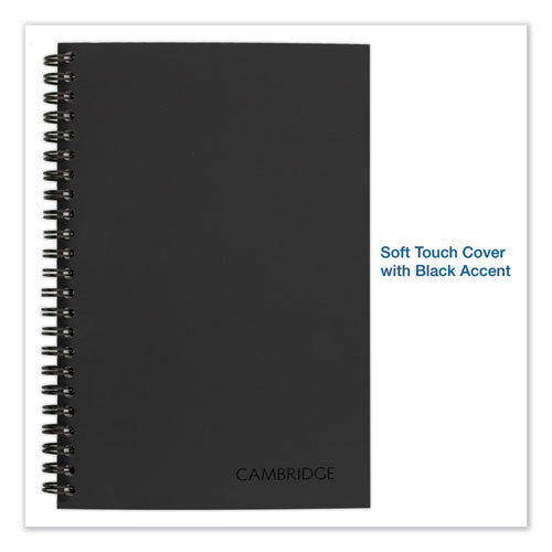Image of Cambridge® 06074 Wirebound Business Notebook, 1-Subject, Wide/Legal Rule, Black Linen Cover, (80) 8 x 5 Sheets