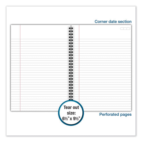 Image of Cambridge® 06672 Wirebound Business Notebook, 1-Subject, Wide/Legal Rule, Black Linen Cover, (80) 9.5 x 6.63 Sheets