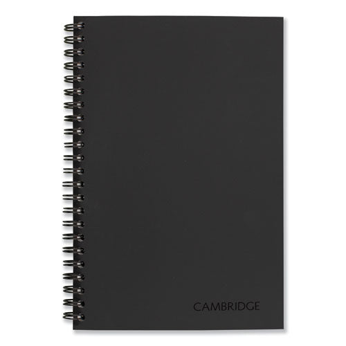 Image of Cambridge® 06074 Wirebound Business Notebook, 1-Subject, Wide/Legal Rule, Black Linen Cover, (80) 8 x 5 Sheets