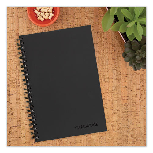 Image of Cambridge® 06074 Wirebound Business Notebook, 1-Subject, Wide/Legal Rule, Black Linen Cover, (80) 8 x 5 Sheets