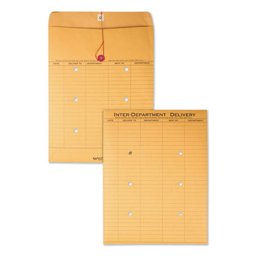 Image of Quality Park QUA63561 Brown Kraft String/Button Interoffice Envelope, #97, Two-Sided Five-Column Format, 52-Entries, 10 x 13, Brown Kraft, 100/CT