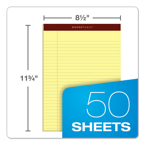Image of TOPS 63950 Docket Gold Ruled Perforated Pads, Wide/Legal Rule, (50) Canary Yellow 8.5 x 11 Sheets, 12/Pack
