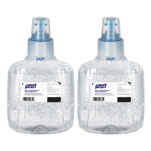 Image of PURELL® 1903-02 Advanced Hand Sanitizer Green Certified Gel Refill, For LTX-12 Dispensers, 1,200 mL, Fragrance-Free, 2/Carton