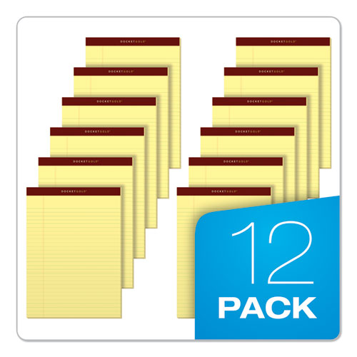 Image of TOPS 63950 Docket Gold Ruled Perforated Pads, Wide/Legal Rule, (50) Canary Yellow 8.5 x 11 Sheets, 12/Pack