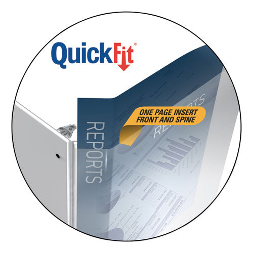 Image of Stride 88010 Quickfit Round-Ring View Binder, 3 Rings, 1" Capacity, 11 X 8.5, White
